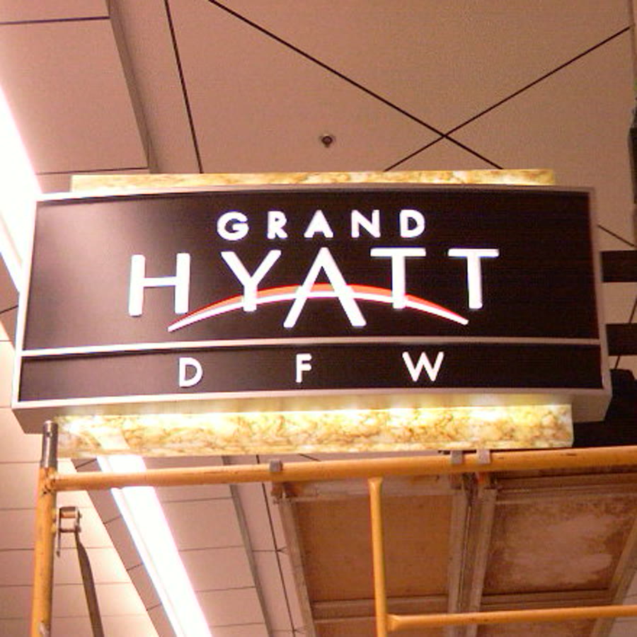 Grand Hyatt DFW โ illuminated blade sign